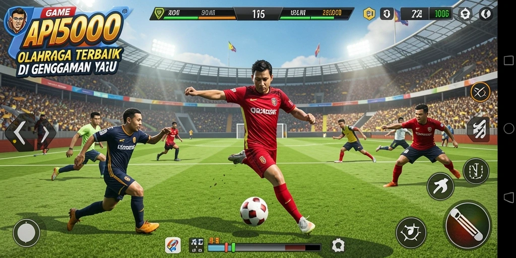Screenshot API5000 menunjukkan pemain beraksi dalam pertandingan olahraga yang seru.