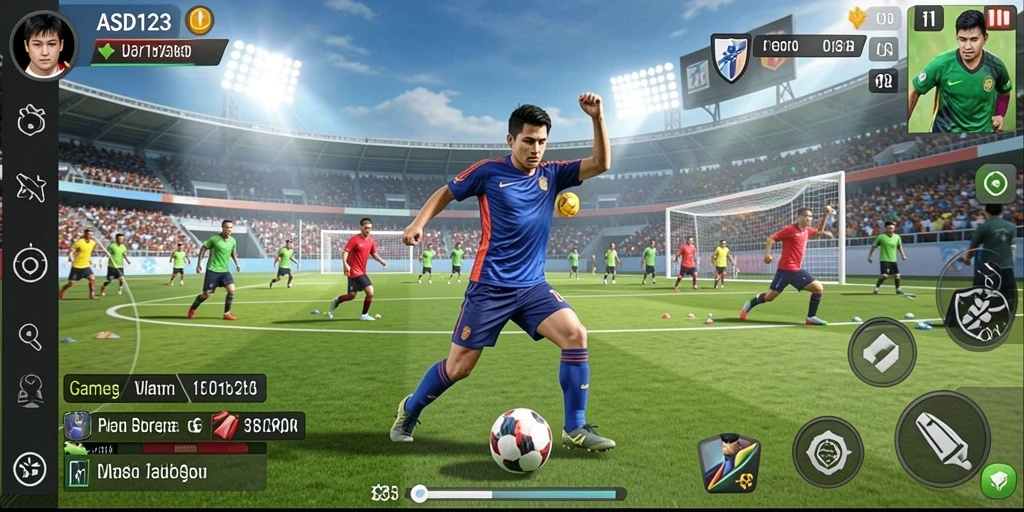 Screenshot menunjukkan aksi seru di lapangan olahraga.