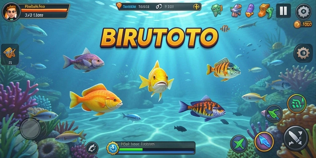 Screenshot BIRUTOTO menampilkan gameplay tembak ikan yang seru.