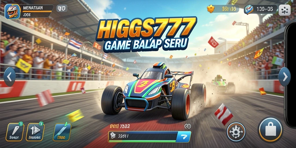 Tampilan gameplay HIGGS777 yang seru dan mendebarkan saat balapan.