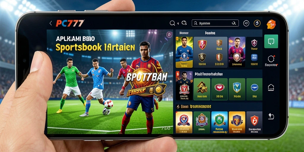 Tampilan antarmuka aplikasi PC777 dalam permainan Sportsbook.