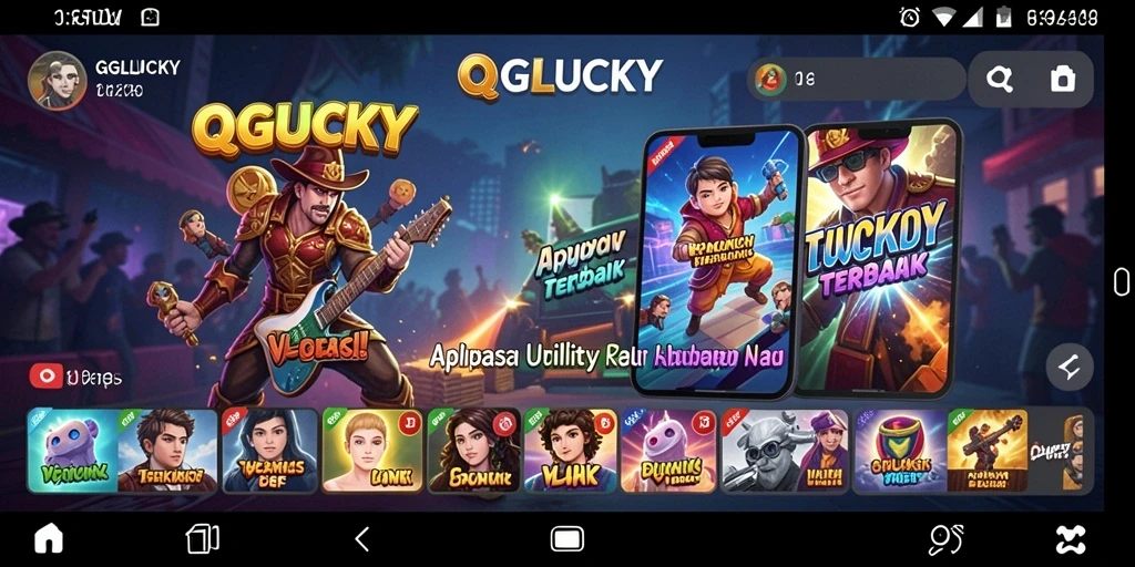 Tampilan antarmuka utama QGLUCKY yang menarik dan fungsional.