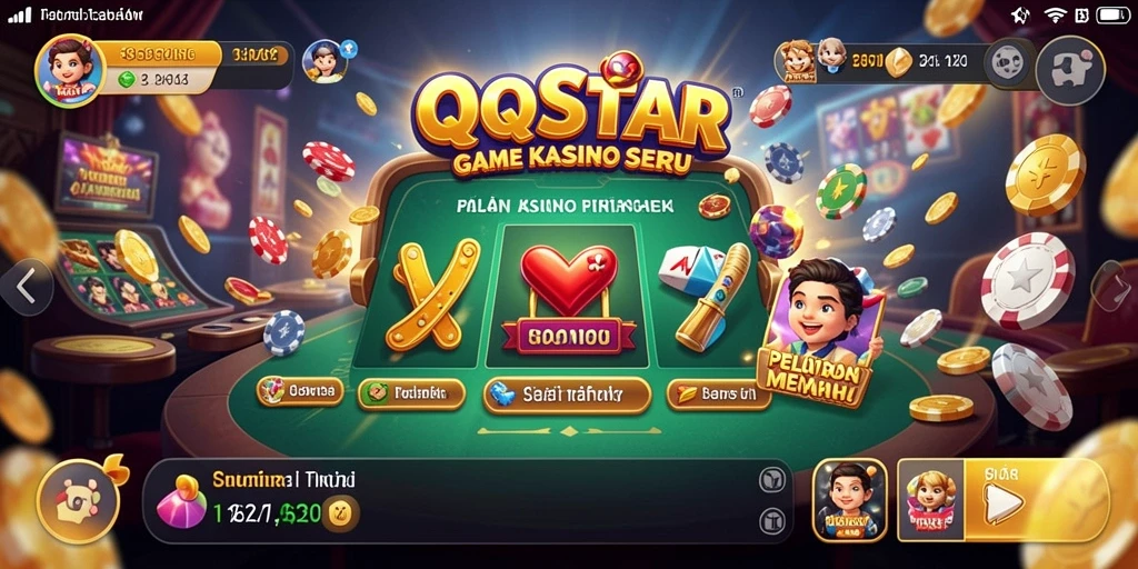 Tangkapan layar game QQSTAR menampilkan aksi gameplay Kasino yang mendebarkan.