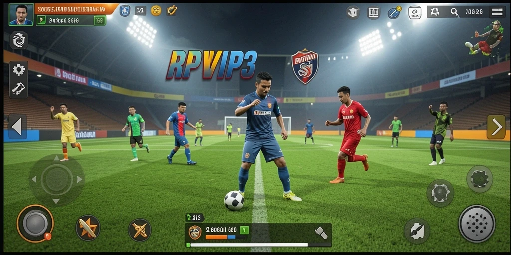 Tampilan permainan <strong>RPVIP3</strong> yang menakjubkan saat pertandingan sepak bola berlangsung.