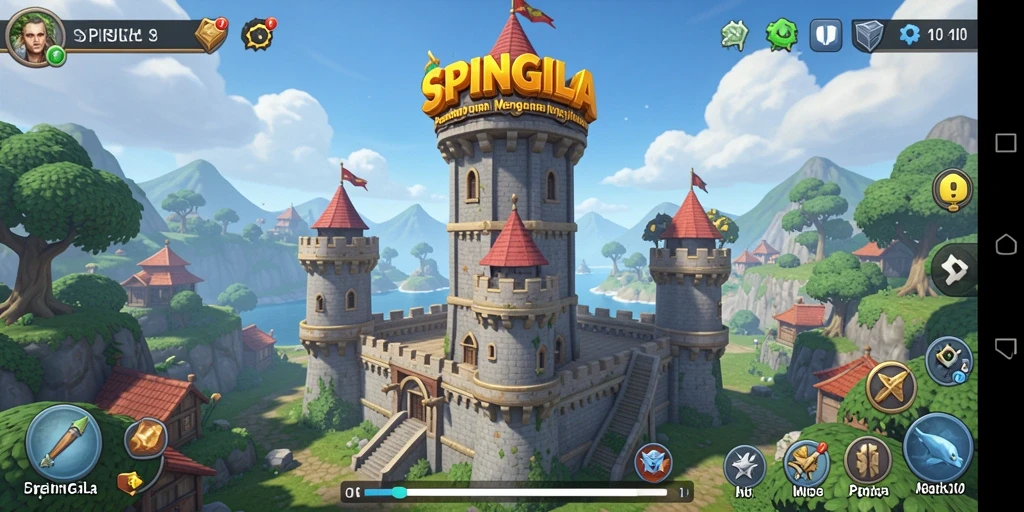 Tampilan gameplay SPINGILA yang seru dalam pertempuran Tower Defense.