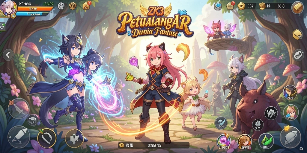 Tampilan gameplay seru ZK3 dengan karakter Anime ikonik.